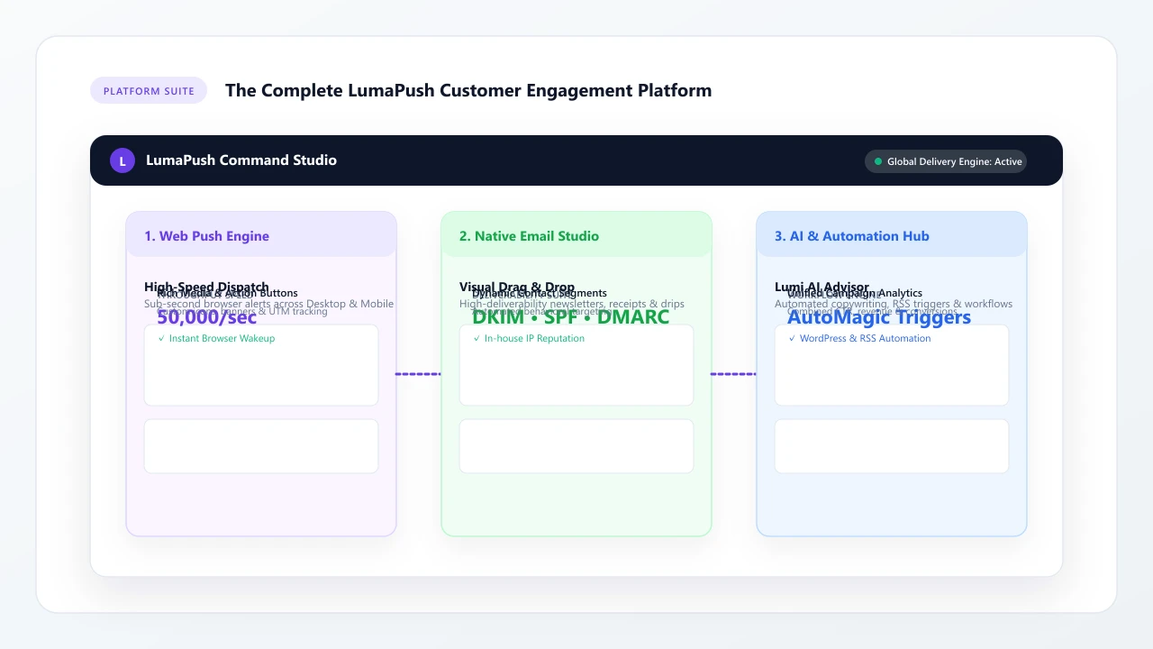 The Complete Guide to LumaPush: High-Speed Web Push, Native Email Marketing, & AI Automation Suite