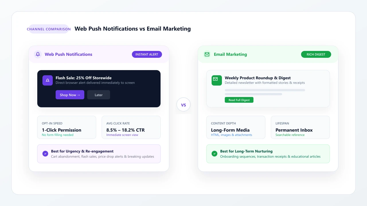 Web Push Notifications vs Email Marketing: Which Is Better?